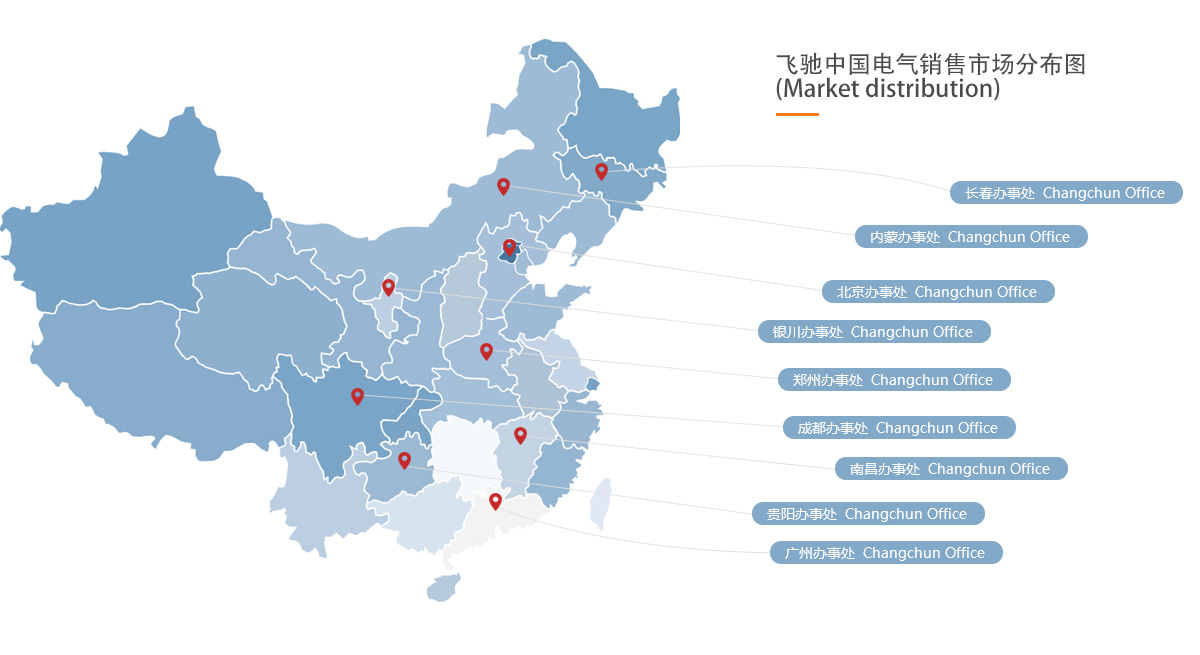 沈陽飛馳電氣設(shè)備有限公司中國電氣銷售市場(chǎng)分布圖